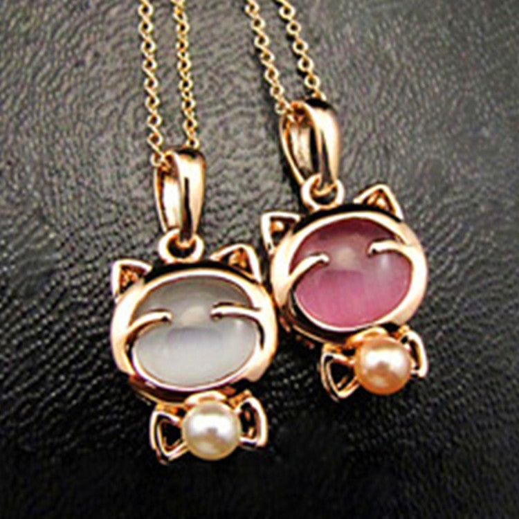 Lucky Cat Necklace with Animal Charm